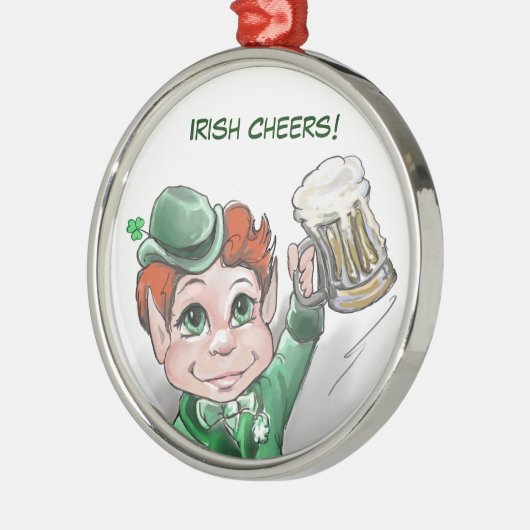 Ierse Cheers! Portret Premium Round-Ornament Metalen Ornament (Links)