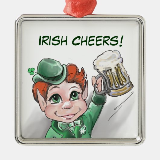 Ierse Cheers! Portret Premium Square Ornament (Voorkant)