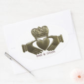 Ierse Claddagh Ovaal Gouden Huwelijkszegels Ovale Sticker (Envelop)