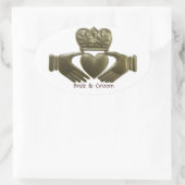Ierse Claddagh Ovaal Gouden Huwelijkszegels Ovale Sticker (Tas)