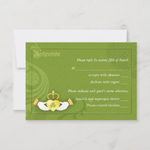 Ierse Claddagh Ring Bruiloft RSVP   Maaltijdkeuze Kaartje
