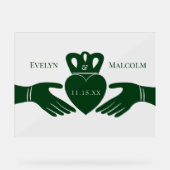 Ierse claddagh ring eenvoudig grafisch groen acryl bord (Voorkant)