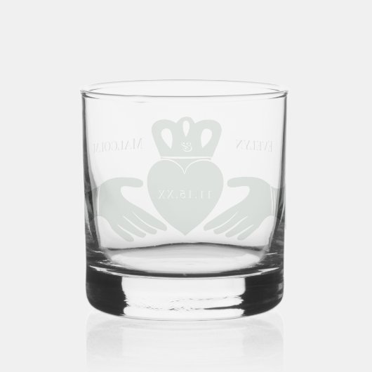 Ierse claddagh ring eenvoudig grafisch groen whisky glas (Achterkant)