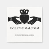 Ierse Claddagh Ring Eenvoudige Zwarte en Witte Tro Servet (Voorkant)