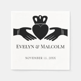 Ierse Claddagh Ring Eenvoudige Zwarte en Witte Tro Servet