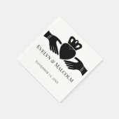 Ierse Claddagh Ring Eenvoudige Zwarte en Witte Tro Servet (Hoek)