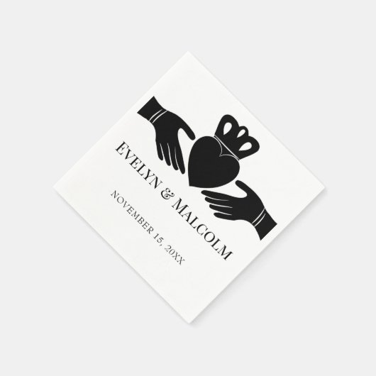 Ierse Claddagh Ring Eenvoudige Zwarte en Witte Tro Servet (Hoek)