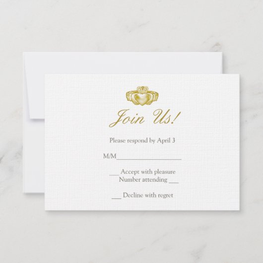 Ierse Claddagh Ring-kaart RSVP Kaartje (Voorkant)