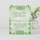 Ierse Claddagh Ring Shamroeken & Keltische Liefdes Save The Date (Staand voorkant)