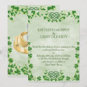 Ierse Claddagh Ring Shamroeken & Keltische Liefdes Save The Date (Voorkant / Achterkant)