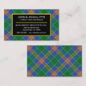 Ierse Clan MacAuliffe Tartan Plaid Visitekaartje (Voorkant / Achterkant)