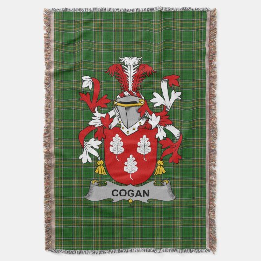 Ierse Cogan of O_Cogan Wapen Familie Crest Deken (Voorkant Verticaal)