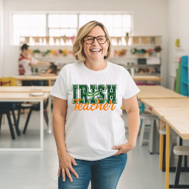 Ierse College Type Groene 4-Leaf Clovers Leraren Tri-Blend Shirt