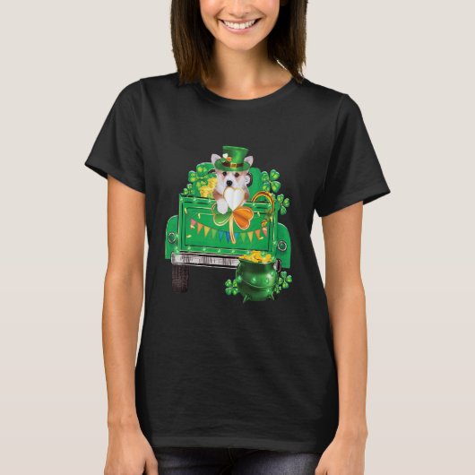 Ierse Corgi St. Patrick's Day Grappige Leprechaun T-shirt (Voorkant)