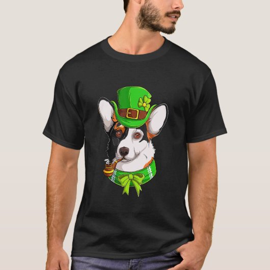 Ierse Corgi St. Patrick's Day Leprechaun Corgi 2 T-shirt (Voorkant)