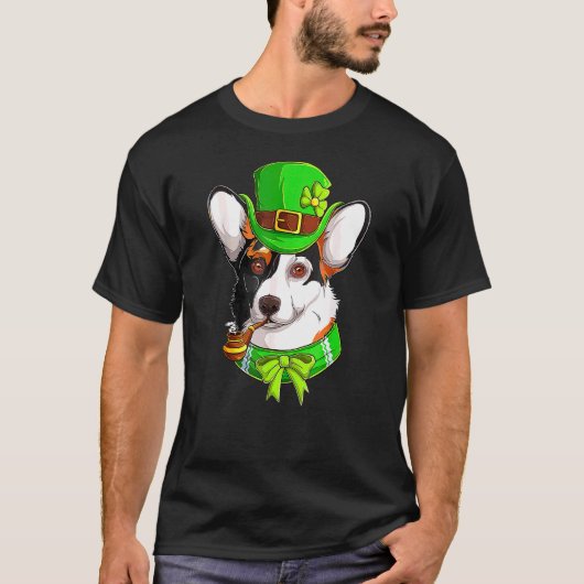 Ierse Corgi St Patrick's Day Leprechaun Corgi T-shirt (Voorkant)