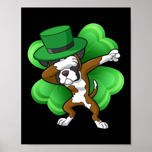 Ierse Dabbing Leprechaun Boxer St Patricks Grappig Poster (Voorkant)