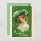  Ierse Dame in Groot Pet Dragen van de Groenen Briefkaart (Voorkant / Achterkant)