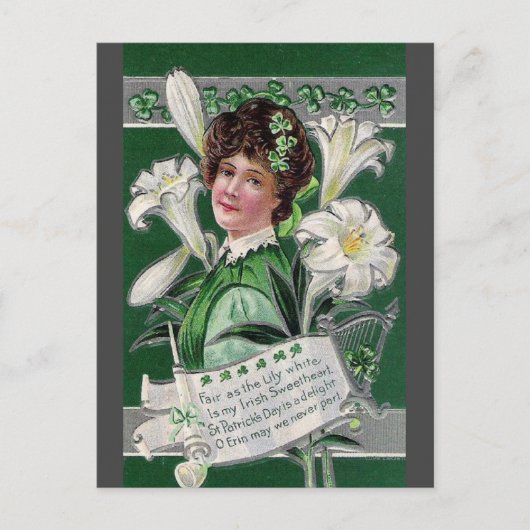  Ierse dame met lelies St Patrick's Day Briefkaart (Voorkant)