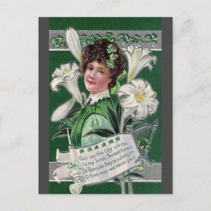  Ierse dame met Lilies St Patrick's Day Briefkaart