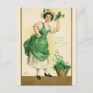   Ierse dame met shamrocks Briefkaart
