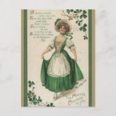  Ierse dame met shamrocks St Patricks Day Briefkaart (Voorkant)