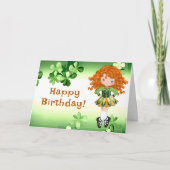 Ierse Dance Green Shamrocks & Clovers Birthday Kaart (Voorkant)