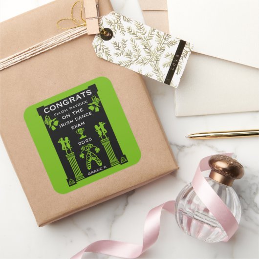 Ierse dans gefeliciteerd vierkante sticker (Geschenken)
