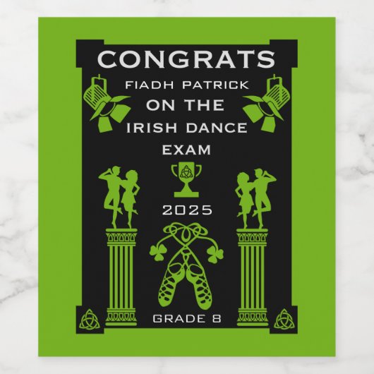 Ierse dans gefeliciteerd wijn etiket (Enkel label)