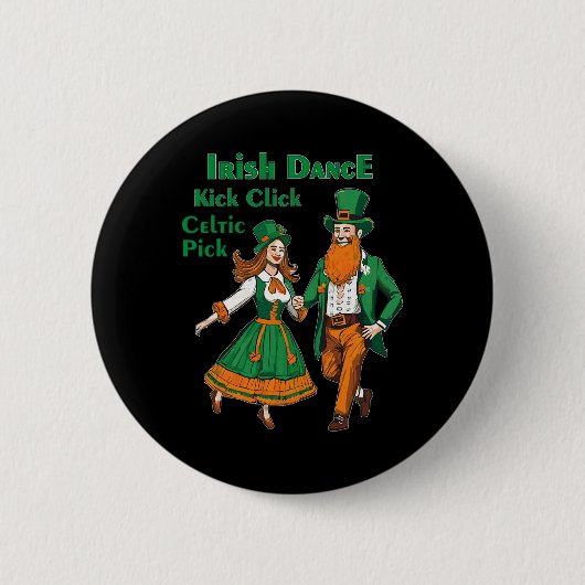 Ierse Dans Kick Click Dans St. Patrick's Dag Iers Ronde Button 5,7 Cm (Voorkant)