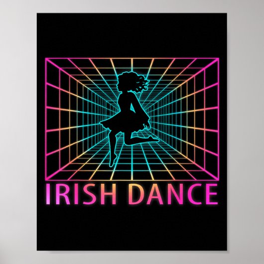 Ierse Dans Retro Danser Cadeau Poster (Voorkant)