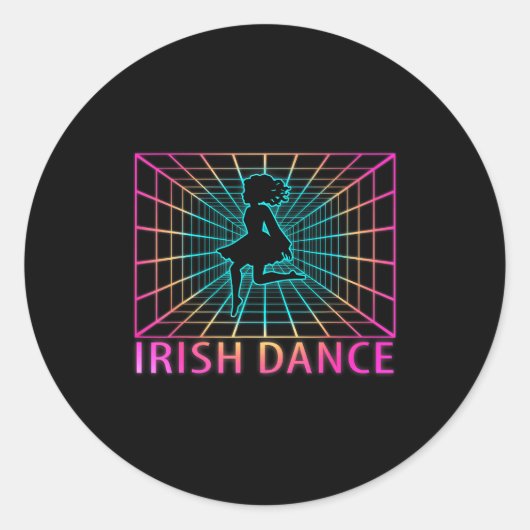 Ierse Dans Retro Danser Cadeau Ronde Sticker (Voorkant)