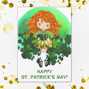 Ierse Dans St. Patrick's Day Groene Klaveren Kaart