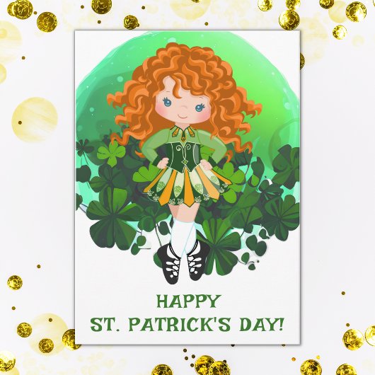 Ierse Dans St. Patrick's Day Groene Klaveren Kaart