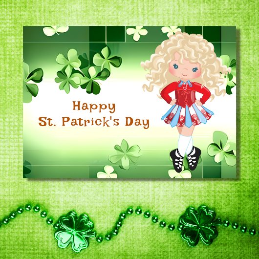 Ierse dans St. Patrick's Day Groene Shamrocks Kaart