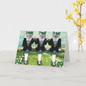 Ierse Dansende Kittens Wenskaart Kaart (Gele Bloem)