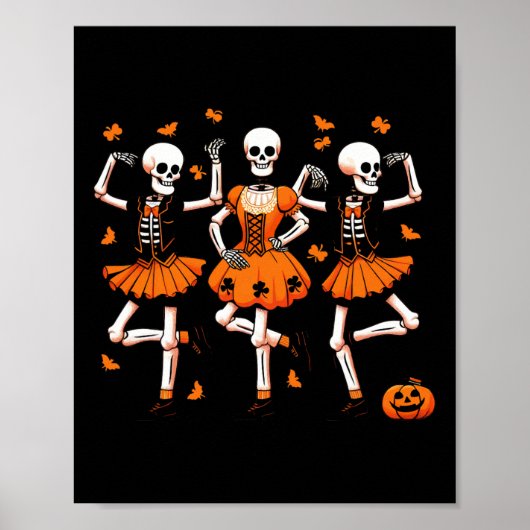 Ierse Dansende Skeletten Spooky Dans Halloween Vro Poster (Voorkant)