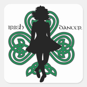 Ierse danser Hardshoe/Forest Groene Hart Shamrock Vierkante Sticker