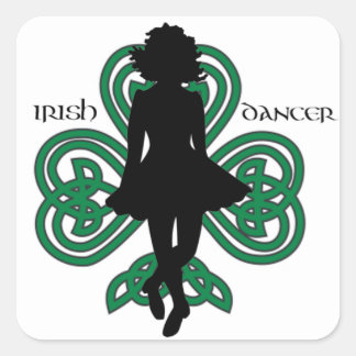 Ierse danser Hardshoe/Forest Groene Hart Shamrock Vierkante Sticker