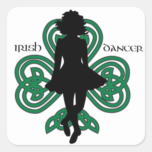 Ierse danser Hardshoe/Forest Groene Hart Shamrock Vierkante Sticker (Voorkant)
