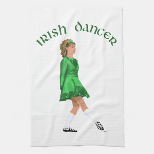 Ierse danser in groene soft schoenen theedoek