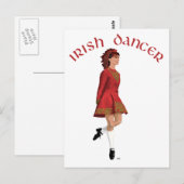 Ierse danser in het rood briefkaart (Voorkant / Achterkant)