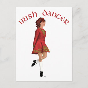 Ierse danser in het rood briefkaart