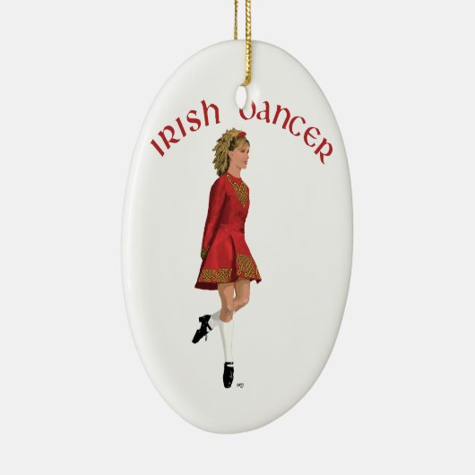 Ierse danser in het rood keramisch ornament (Rechts)