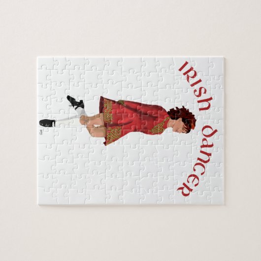 Ierse danser in het rood legpuzzel (Horizontaal)