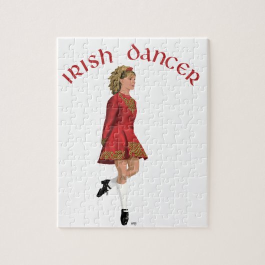 Ierse danser in het rood legpuzzel (Verticaal)