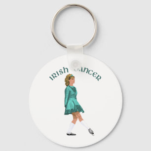 Ierse danser in turquoise zachte schoenen sleutelhanger