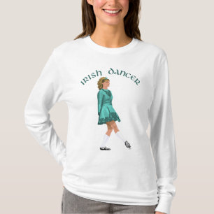 Ierse danser in turquoise zachte schoenen t-shirt