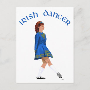 Ierse danser in zachte schoenen in het blauw briefkaart