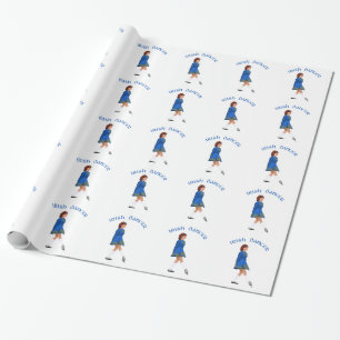 Ierse danser in zachte schoenen in het blauw cadeaupapier